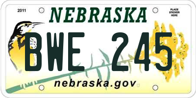NE license plate BWE245