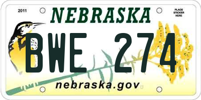 NE license plate BWE274