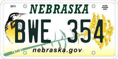 NE license plate BWE354