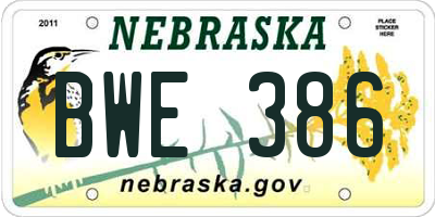 NE license plate BWE386