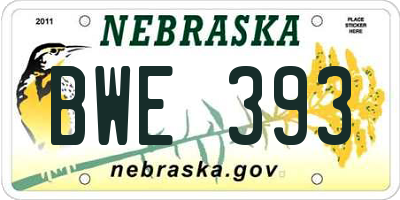 NE license plate BWE393