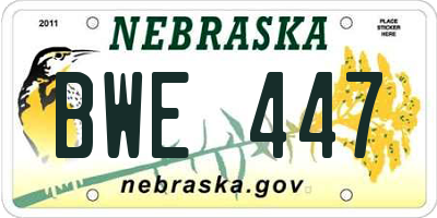 NE license plate BWE447