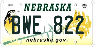 NE license plate BWE822