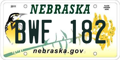 NE license plate BWF182