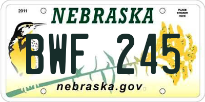 NE license plate BWF245