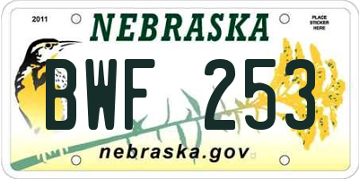 NE license plate BWF253