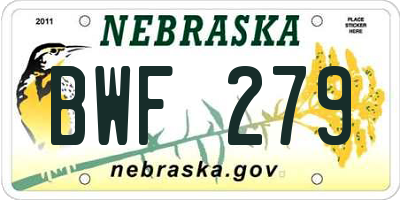 NE license plate BWF279