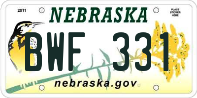 NE license plate BWF331