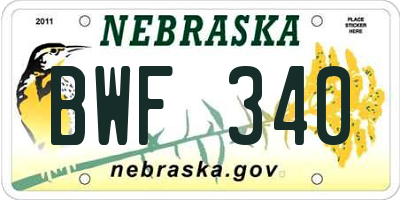 NE license plate BWF340