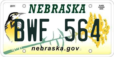 NE license plate BWF564
