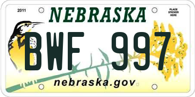 NE license plate BWF997