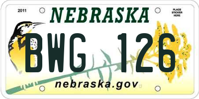 NE license plate BWG126