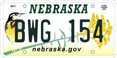 NE license plate BWG154