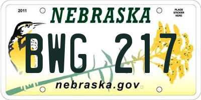 NE license plate BWG217