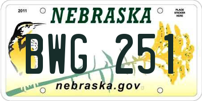 NE license plate BWG251