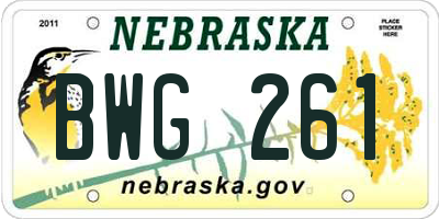 NE license plate BWG261