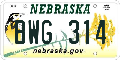 NE license plate BWG314