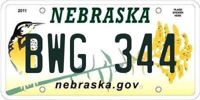 NE license plate BWG344