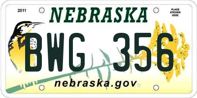 NE license plate BWG356