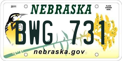 NE license plate BWG731