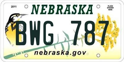 NE license plate BWG787