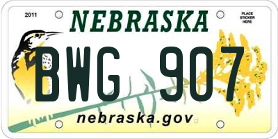 NE license plate BWG907