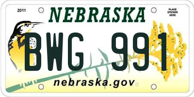 NE license plate BWG991