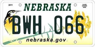 NE license plate BWH066
