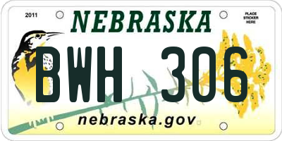 NE license plate BWH306