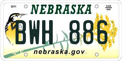 NE license plate BWH886