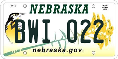 NE license plate BWI022