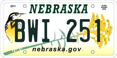 NE license plate BWI251