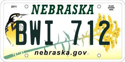 NE license plate BWI712