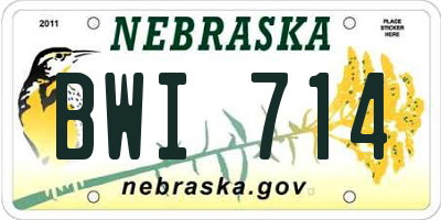 NE license plate BWI714