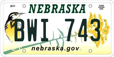 NE license plate BWI743