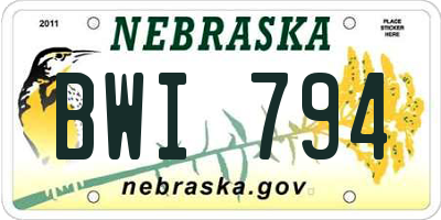 NE license plate BWI794