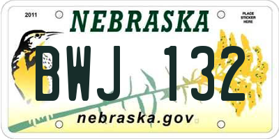 NE license plate BWJ132