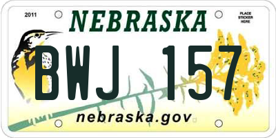 NE license plate BWJ157