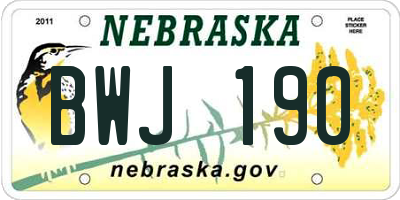 NE license plate BWJ190