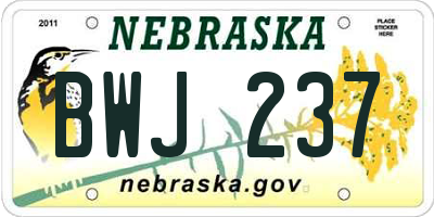 NE license plate BWJ237