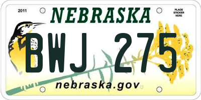 NE license plate BWJ275