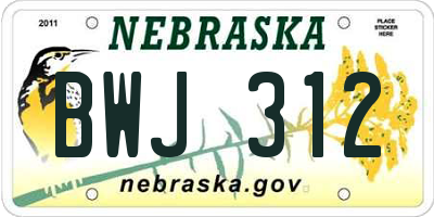 NE license plate BWJ312