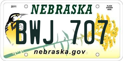 NE license plate BWJ707