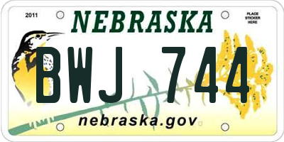 NE license plate BWJ744