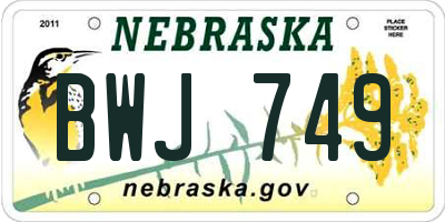 NE license plate BWJ749