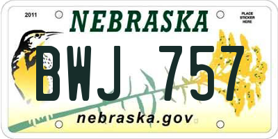 NE license plate BWJ757