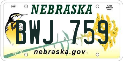 NE license plate BWJ759