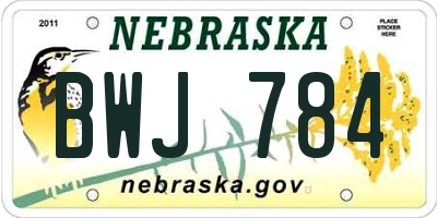 NE license plate BWJ784