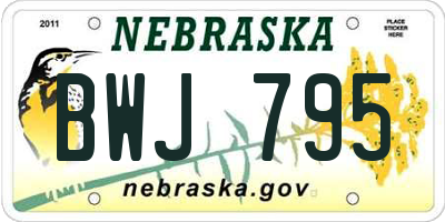NE license plate BWJ795