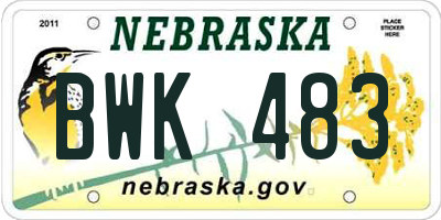 NE license plate BWK483